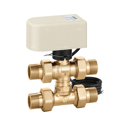 Trójdrożny kulowy zawór strefowy z trójnikiem obejściowym, z napędem 3/4"-230V