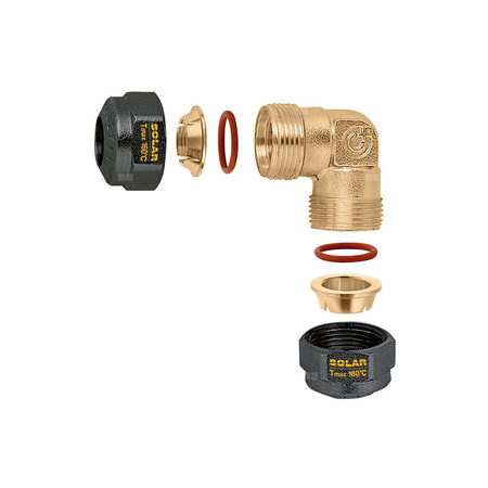 Kolanko, skręcane, uszczelka O-Ring do instalacji solarnych O 18