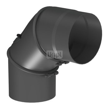 Kolano nastawne 0-90° trzysegmentowe Ø120mm z wyczystką kolor czarny