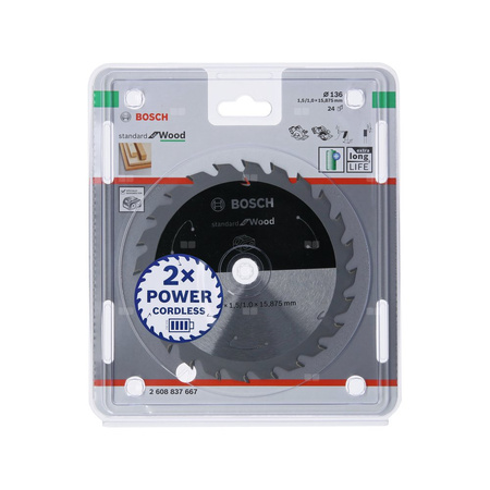 Ostrze do piły tarczowej bezprzewodowej Standard for Wood 136 x 1,5 / 1 x 20 T24