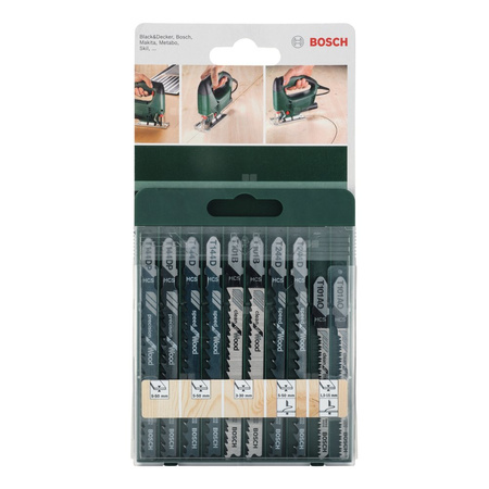 10-częściowy zestaw brzeszczotów do wyrzynarek, chwyt T T 144 D (2x), T 244 D (2x), T 101 B (2x), T 101 AO (2x), T 144 DP (2x)