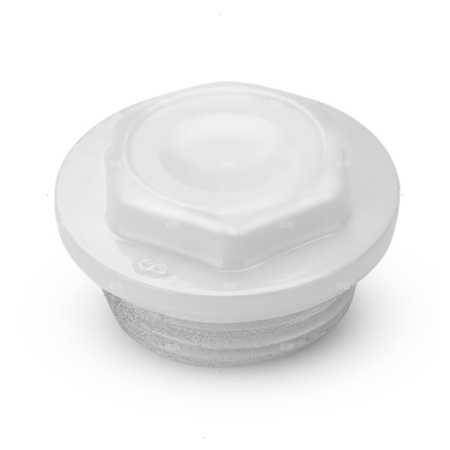 Korek do grzejnika G 500 C, E, F prawy KFA Armatura, stal nierdzewna, kolor biały RAL9010 do grzejników