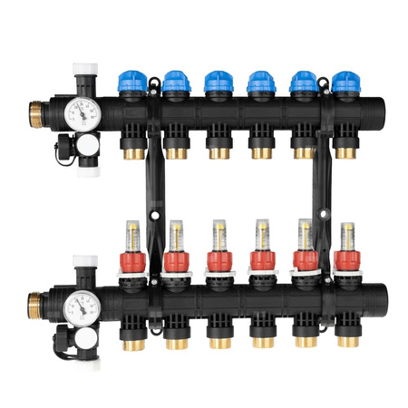 Rozdzielacz do ogrzewania podłogowego AFRISO ProCalida EF1 6-obieg. poliamid GZ 1'' x euroconus 3/4''