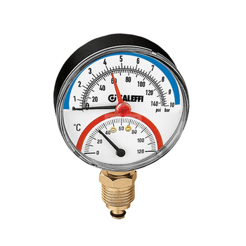 Termometr/manometr, przyłącze dolne, 1/2" 0-4 bar