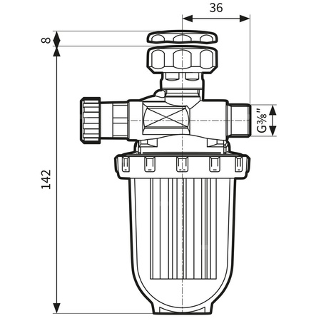 Filtr olejowy AFRISO R500St jednorurowy z powrotem fi 3/8'' x 3/8'' GW x GZ, z wkładem stalowym, maks. przepływ 250 l/h