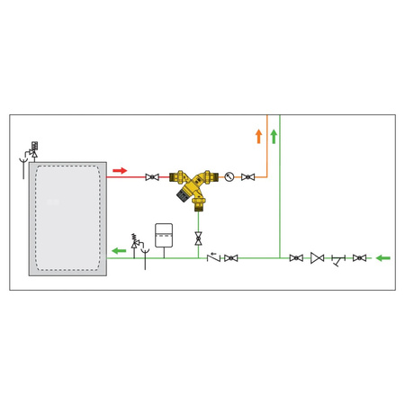 Termostatyczny zawór mieszający "L" 35 st. -65 st. C DN15 ze złączkami