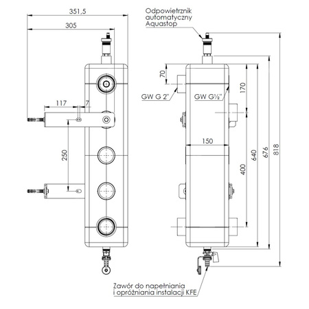 Pionowe sprzęgło hydrauliczne HW, do rozdzielaczy KSV 125 do 160 kW