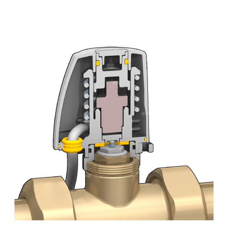 Siłownik termoelektryczny z montażem przy użyciu szybkozłącza, z przyłączem wciskowym i mikroprzełącznikiem pomocniczym 230 V