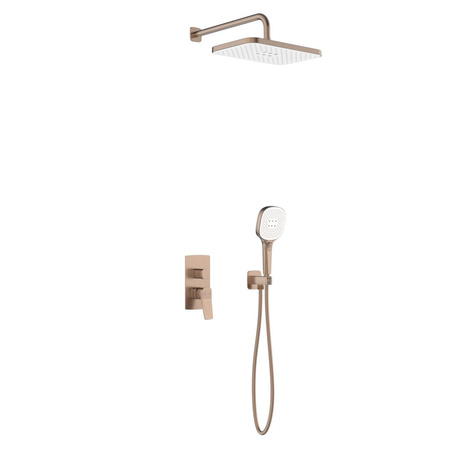 Zestaw natryskowy Malaga, podtynkowy, PVD brushed rose gold