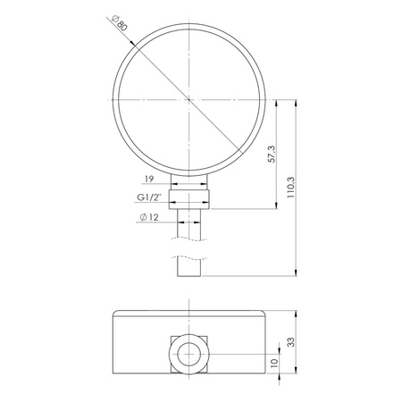 Termometr bimetaliczny AFRISO BiTh fi 80 mm -20…60'C tuleja 63 mm połączenie rad