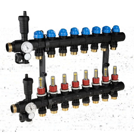 Rozdzielacz do ogrzewania podłogowego AFRISO ProCalida EF1 8-obieg. poliamid GZ 1'' x euroconus 3/4''