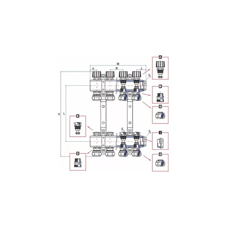 Rozdzielacz ogrzewania RUMET 70B 14 obwodowy