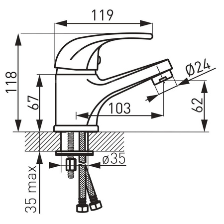 Bateria umywalkowa stojąca FERRO VASTO, chrom