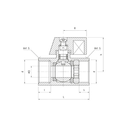 Zawór kulowy PERFEXIM 3021 mosiądz chromowany, PN16 1/2'' GW, uchwyt: krótka dźwignia