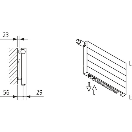 Grzejnik płytowy typ 11 KERMI V-HHV QN4885(R), z osłoną wym. 840 x 5000 mm, kolor biały, moc 4885 W