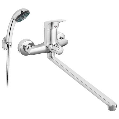 Bateria wannowo-umywalkowa ścienna FERRO FERRO ONE, chrom, z przyłączem natrysku, z zestawem natryskowym