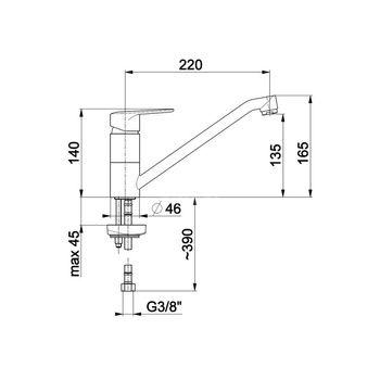 Bateria zlewozmywakowa stojąca KFA Armatura GERMAN, obrot. wylewka, kolor chrom, mosiądz