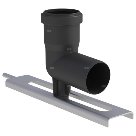 Kolano 87st. fi100mm z podporą i szyną mocującą