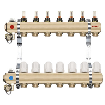 Rozdzielacz 5-drogowy z zaworami termostatycznymi i przepływomierzami, standard