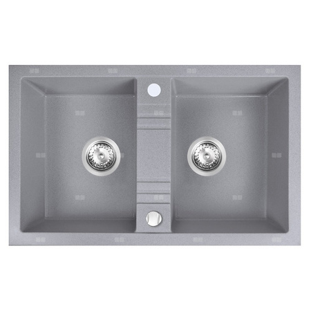 MEZZO II zlewozmywak granitowy 2-komorowy 48/78, szary