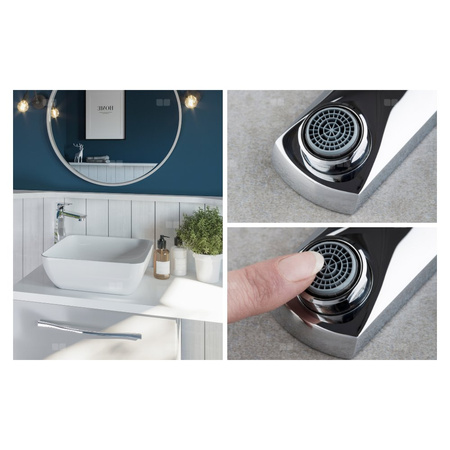 Bateria umywalkowa stojąca nablatowa KFA Armatura MOKAIT click clack, chrom, montaż blat / otwór na baterię