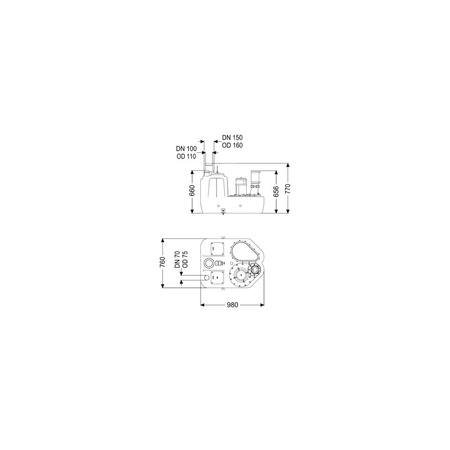 Przepompownia Aqualift XL Mono, 1400-S3, 230 V, 200 l, bez zasuwy odcinającej