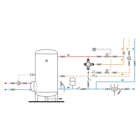 Regulowany termostatyczny zawór mieszający z wymiennym wkładem do systemów scentralizowanych 1/2"