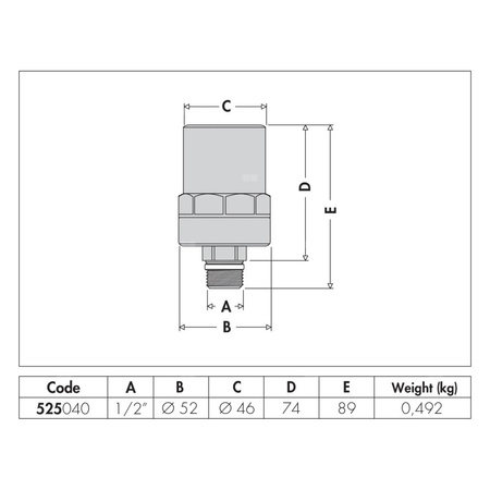 Tłumik uderzeń hydraulicznych CALEFFI ANTISHOCK Gwint zewnętrzny 1/2''