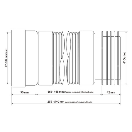 Rura WC harmonijkowa uniwersalna L-260>540mm