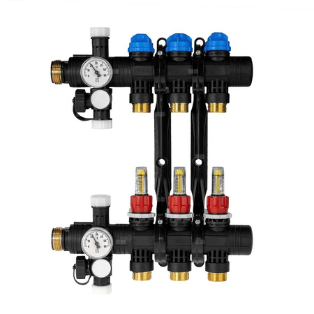 Rozdzielacz do ogrzewania podłogowego AFRISO ProCalida EF1 3-obieg. poliamid GZ 1'' x euroconus 3/4''