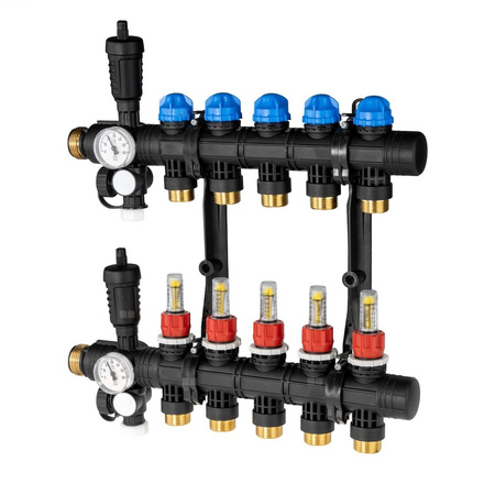 Rozdzielacz do ogrzewania podłogowego AFRISO ProCalida EF1 5-obieg. poliamid GZ 1'' x euroconus 3/4''