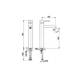 Bateria umywalkowa stojąca nablatowa KFA Armatura MOZA click clack, chrom, montaż blat / otwór na baterię