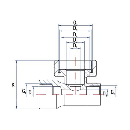 Złącze trójnik RUMET Mosiądz 1" x 1/2'' x 3/8'' (GW x GW x GW)