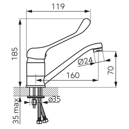 Bateria umywalkowa FERRO VASTO MEDICO, chrom, obrotowa