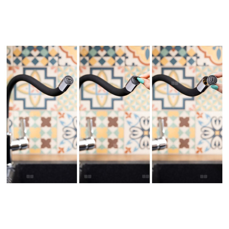 Bateria zlewozmywakowa stojąca KFA Armatura RUMBA, kolor chrom, czarna, mosiądz