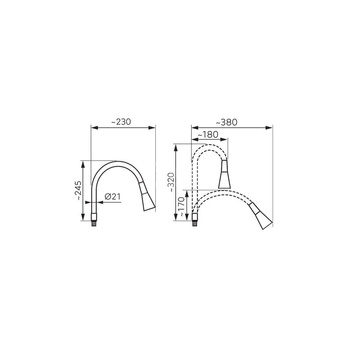 Wylewka do baterii zlewozmywakowej ELASTICO II, czarna