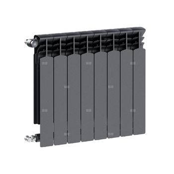 Grzejnik żeberkowy KFA Armatura G600F/8 aluminium, podłączenie boczne 672 x 644 mm, kolor grafit