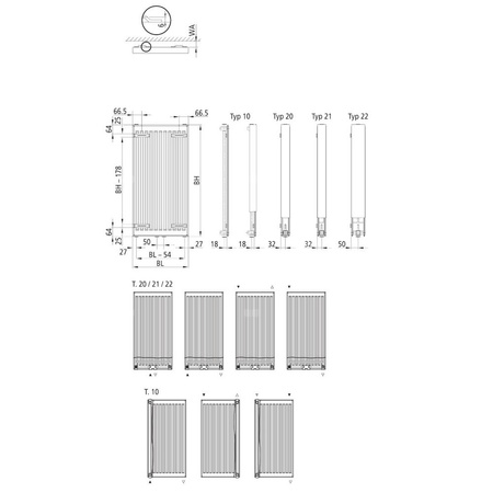 Grzejnik KermiX2 Verteo Profil typ 20 1200x64x300 biały, 10 bar, z osłonami bocznymi