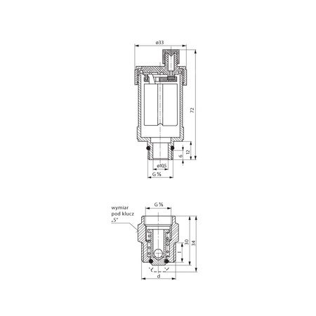 Odpowietrznik automatyczny PERFEXIM 9003C+S GZ mosiądz fi 3/8''