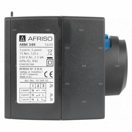 Siłownik elektryczny ARM 349 ProClick, 2- i 3-pkt, 230 V AC, 120 s, 15 Nm