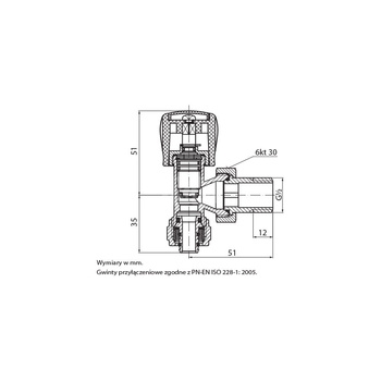 PHA-032/PEX Zawór grzejnikowy kątowy z zaciskiem Pex/Al 1/2"
