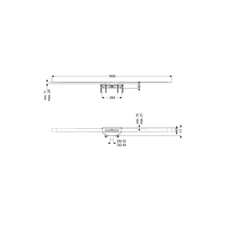 Linearis Infinity 60 z Mechanicznym syfonem Megastop, Szczotkowana powierzchnia ze stali nierdzewnej, 1600 mm