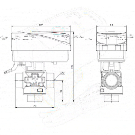 Zawór trójdrożny AFRISO AZV 642 mosiądz, średnica DN 15 gwinty zewnętrzne silnik elektryczny