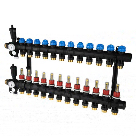 Rozdzielacz do ogrzewania podłogowego AFRISO ProCalida EF1 12-obieg. poliamid GZ 1'' x euroconus 3/4''