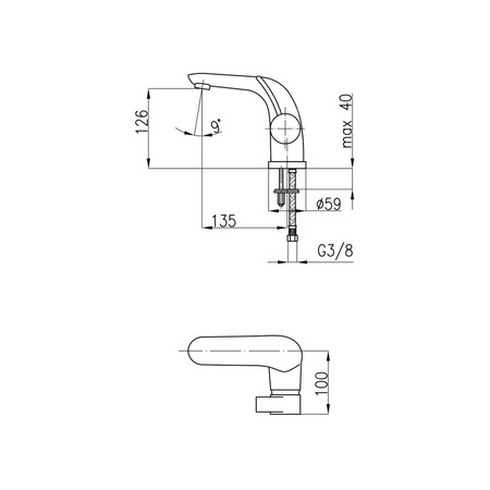 Bateria umywalkowa stojąca KFA Armatura MALACHIT click clack, chrom, montaż blat / otwór na baterię