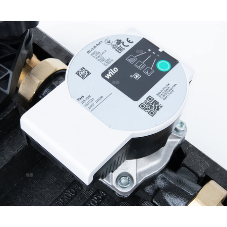 Grupa pompowa AFRISO PrimoTherm K 180-2 DN 25 WP 3-WM-SM GZ x GW 1 1/2'' x 1'', z zaworem mieszającym, z izolacją, z pompą obiegową Wilo Para SC 25/6, z siłownikiem arm 343 proclick