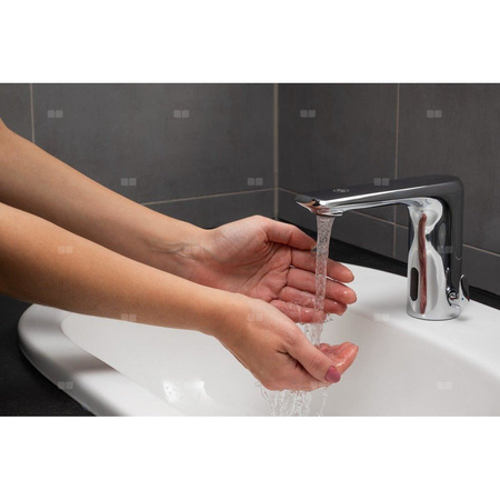 Bateria umywalkowa stojąca KFA Armatura SALTO, chrom, z regulacją temperatury, montaż blat / otwór na baterię