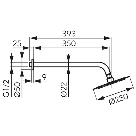 Zestaw natryskowy z deszczownią 250 mm slim, czarny