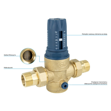 Regulator ciśnienia wody AFRISO BPR 423 mosiądz, półśrubunek 1'', 25 bar