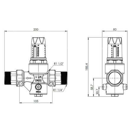 Regulator ciśnienia wody AFRISO BPR 424 mosiądz, półśrubunek 1 1/4'', 25 bar